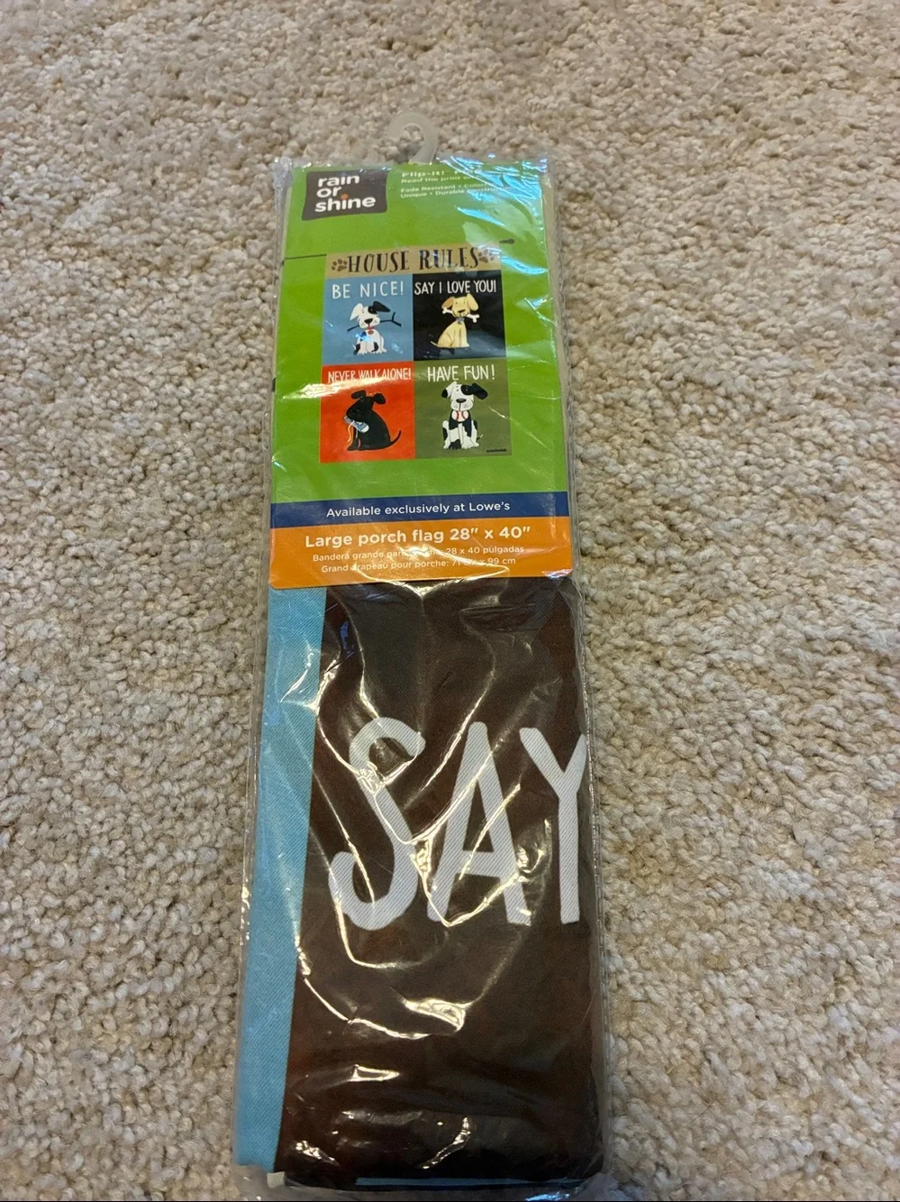 Pet Flag - House Rules. Green Dog Design.  NWT